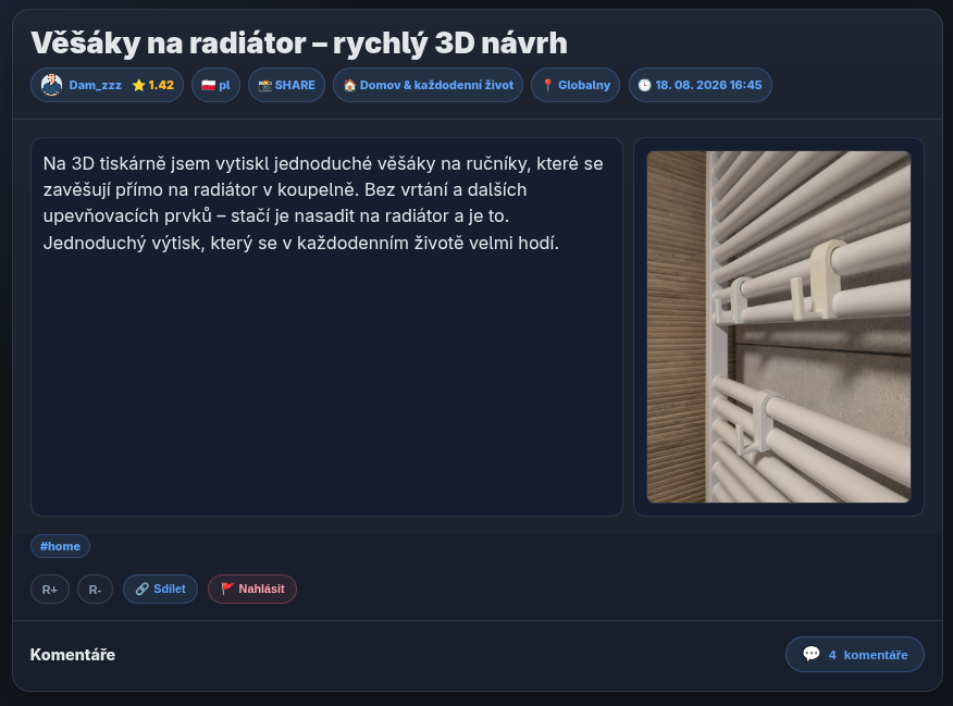 Příklad Příspěvku zobrazeného ve feedu