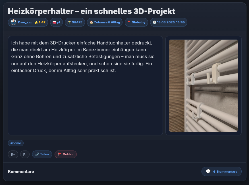 Beispielbeitrag im Feed