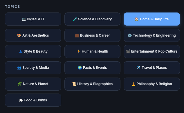 Categories available when creating a Post