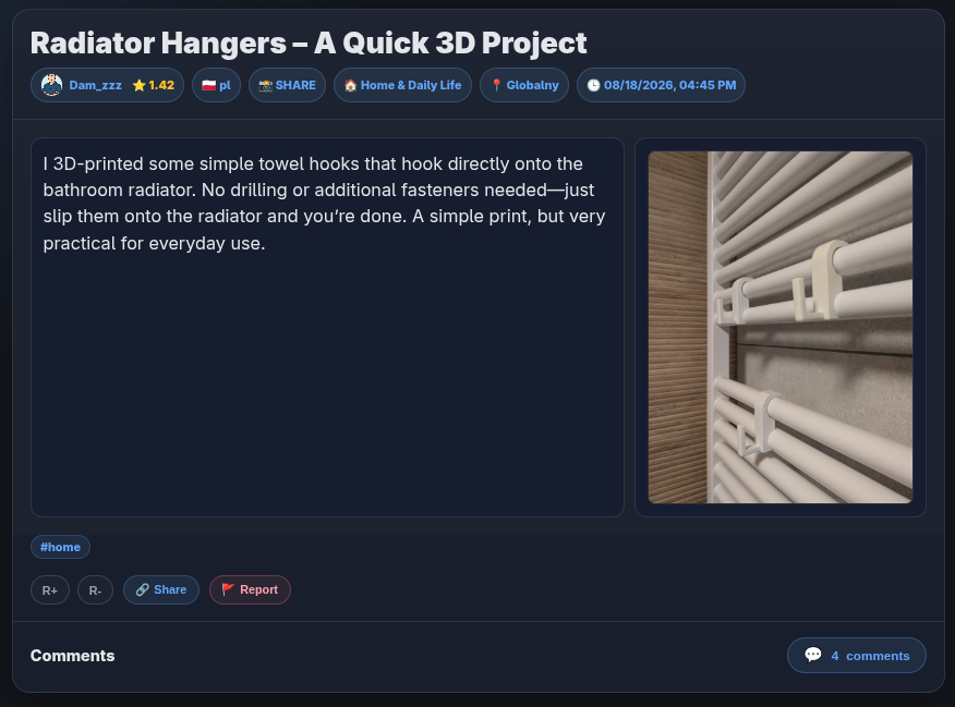 Example Post displayed in the feed